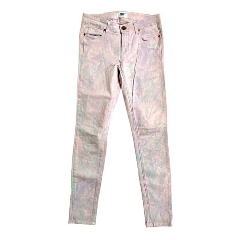 Paige Denim Jeans Pink Blue  Pastel Candy Print Verdugo Ultra Skinny Pant 28 New